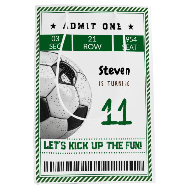 Sac Cadeau Moyen Anniversaire de enfant de football (Devant)