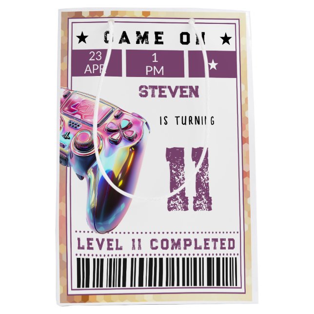 Sac Cadeau Moyen Anniversaire de enfant de jeux vidéo (Devant)