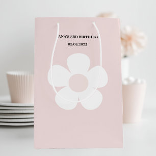 Sac Cadeau Moyen Anniversaire de la marguerite rose - Élégante fête