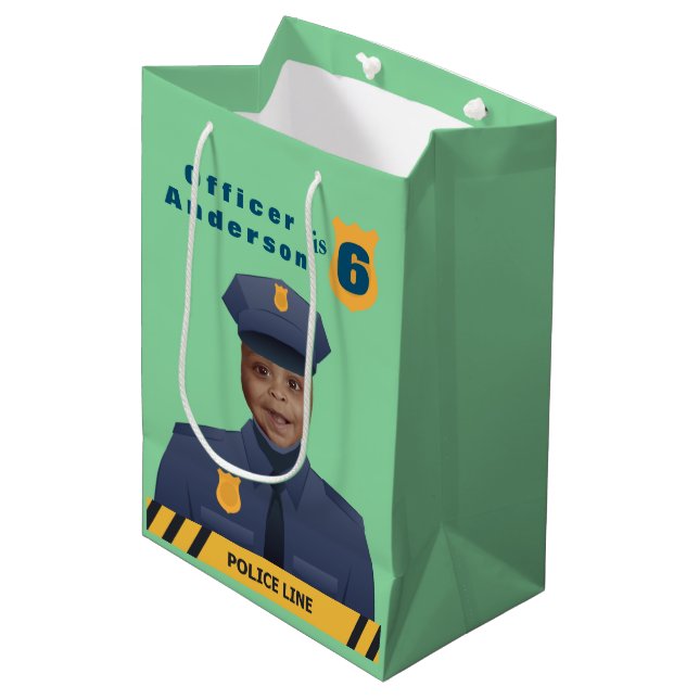 Sac Cadeau Moyen Anniversaire de la police pour enfants (Devant Angle)