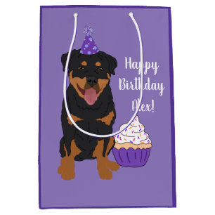 Sac Cadeau Moyen Anniversaire de Rottweiler personnalisable