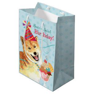 Sac Cadeau Moyen Anniversaire doux Shiba Inu