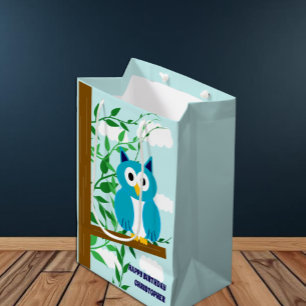 Sac Cadeau Moyen Anniversaire du hibou