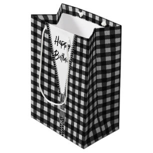 Sac Cadeau Moyen Anniversaire En vichy avec Zipper