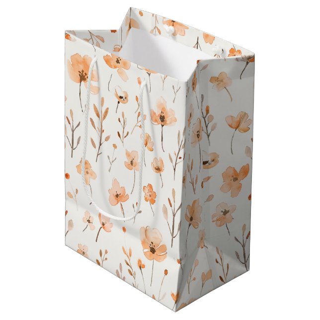 Sac Cadeau Moyen Anniversaire Fleur de Pêche (Devant Angle)