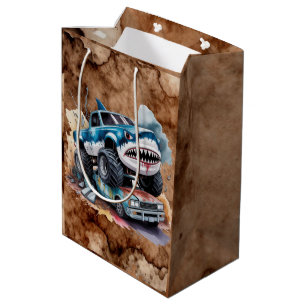 Sac Cadeau Moyen Anniversaire Garçon Monster Truck Requin Patauge d