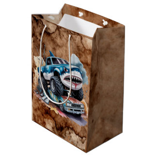 Sac Cadeau Moyen Anniversaire Garçon Monster Truck Requin Patauge d