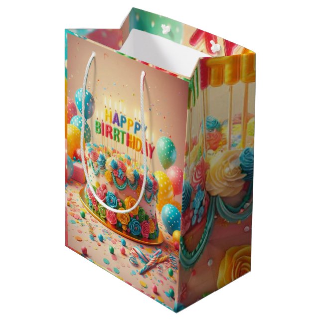 Sac Cadeau Moyen anniversaire heureux (Dos Angle)