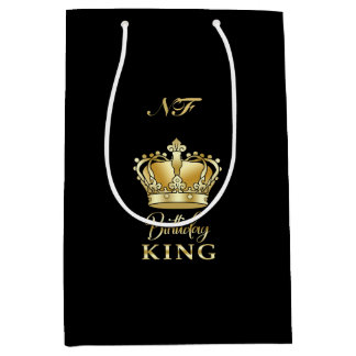 Sac Cadeau Moyen Anniversaire King Gold Couronne Royal Monogramme L
