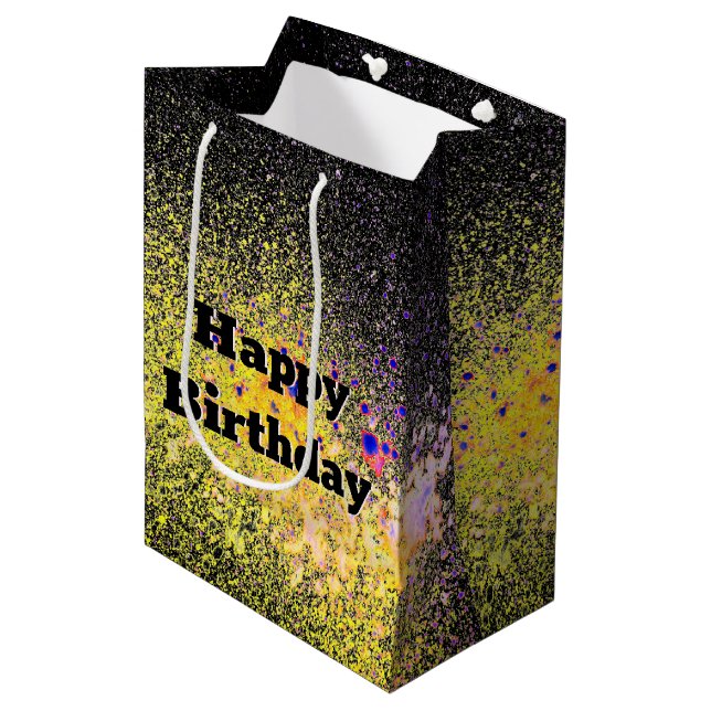 Sac Cadeau Moyen Anniversaire Peinture Spray Abstrait (Devant Angle)