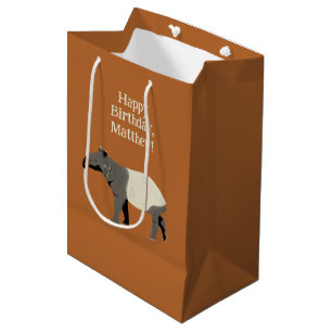 Sac Cadeau Moyen Anniversaire personnalisé de Tapir malais ou asiat