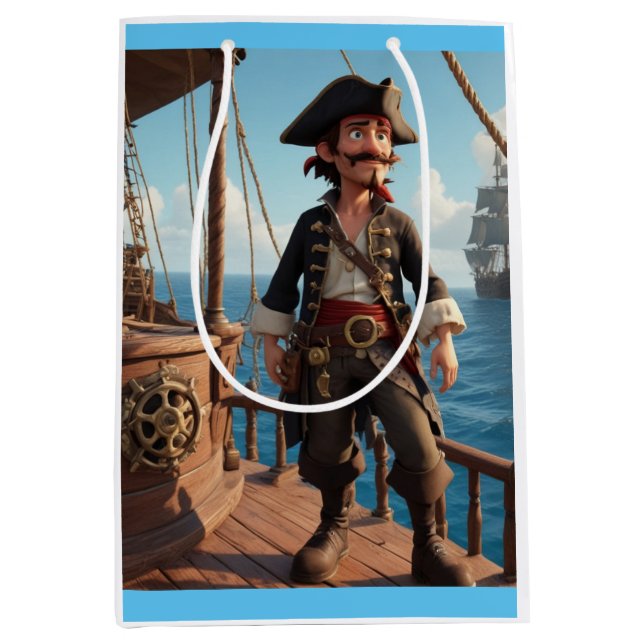 Sac Cadeau Moyen Anniversaire Pirate (Devant)