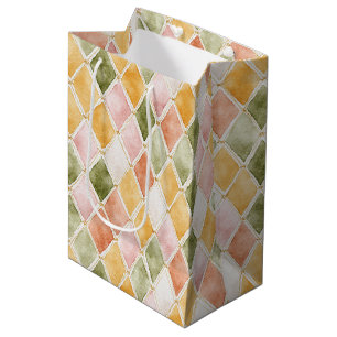 Sac Cadeau Moyen Anniversaire Rose Orange Vert Jaune Rose Clair Ros
