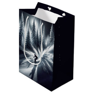 Sac Cadeau Moyen Anniversaire Skier alpin au clair de lune