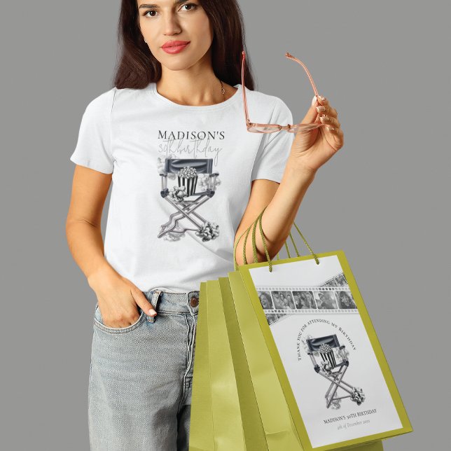 Sac Cadeau Moyen Anniversaire Vidéo Nuit Noir Blanc Personnalisé (Créateur téléchargé)