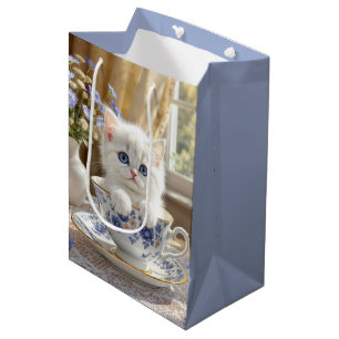 Sac Cadeau Moyen Anniversaire White Kitten dans une Teup