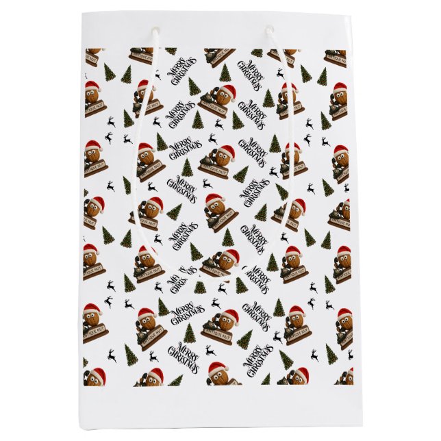 Sac Cadeau Moyen Antique Nut Christmas Wrapping Paper (Devant)