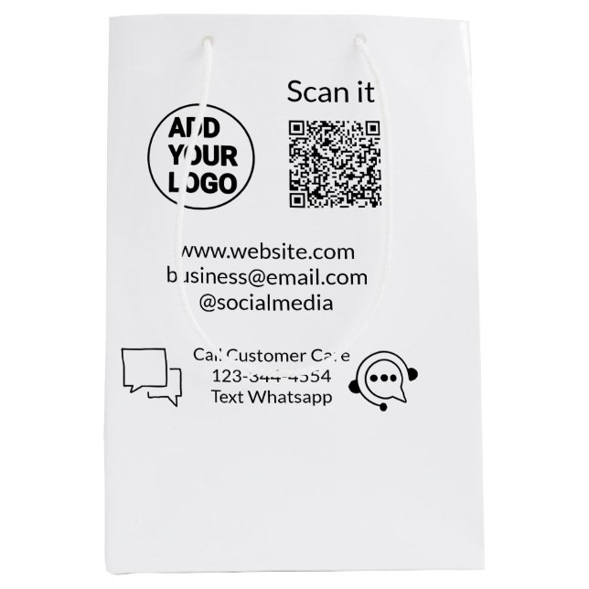 Sac Cadeau Moyen Appeler le texte du service clientèle whatsapp Cod (Devant)