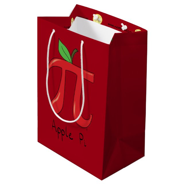Sac Cadeau Moyen Apple Pi Cute Math Pi Day Party Cadeau (Dos Angle)