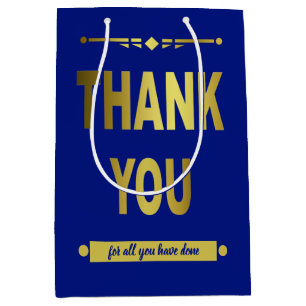 Sac Cadeau Moyen Appréciation du Merci Typographie de l'or bleu