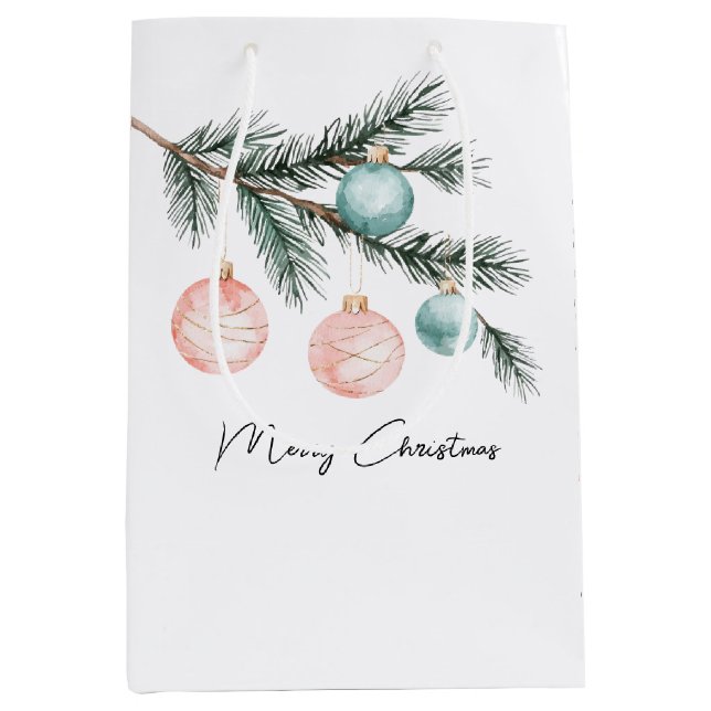 Sac Cadeau Moyen Aqua Pink Christmas Tree Branch Ornements (Devant)