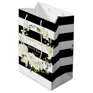 Sac Cadeau Moyen Aquarelle Blanc Floral Grandes Mariage