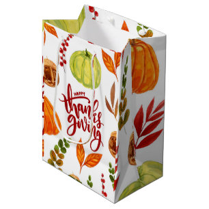 Sac Cadeau Moyen Aquarelle Bon thanksgiving