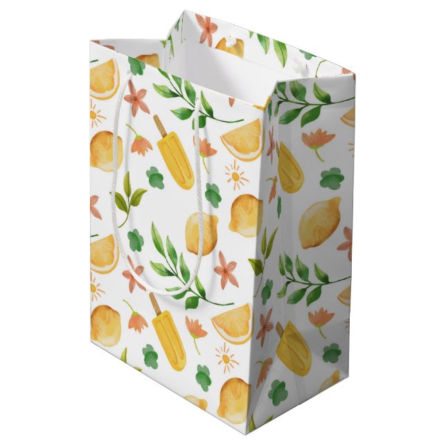 Sac Cadeau Moyen Aquarelle Citrons & Popsicles Sac-Cadeau Moyen (Dos Angle)