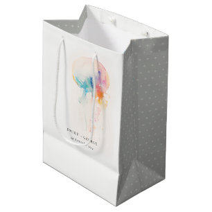 Sac Cadeau Moyen Aquarelle colorée sous-marine méduse Mariage