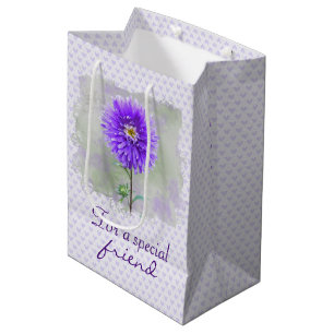 Sac Cadeau Moyen Aquarelle Dahlia Sur Les Coeurs