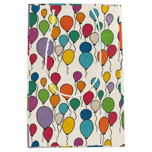 Sac Cadeau Moyen Aquarelle de ballons d'anniversaire