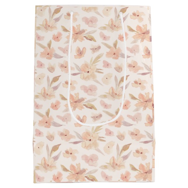 Sac Cadeau Moyen Aquarelle Douce Florale Élégante  (Dos)