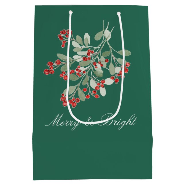 Sac Cadeau Moyen Aquarelle Houx  (Dos)