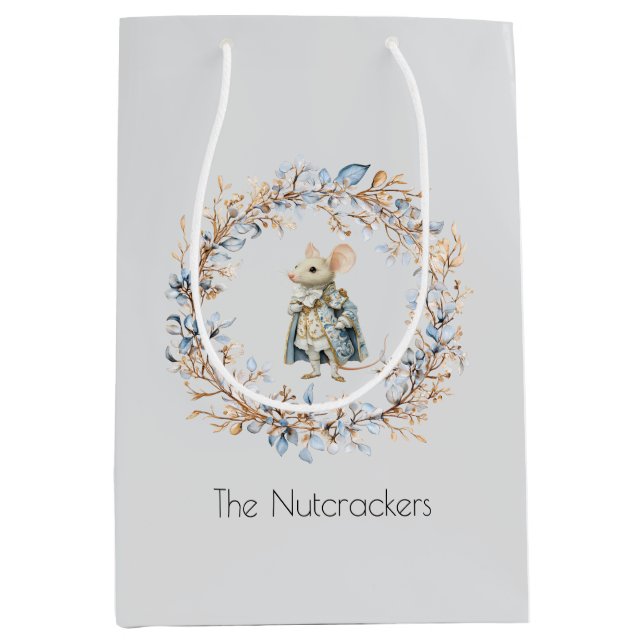 Sac Cadeau Moyen Aquarelle Nutcracker Souris King Noël (Devant)
