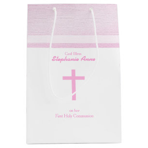 Sac Cadeau Moyen Aquarelle rose de communion