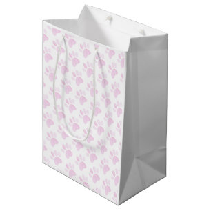 Sac Cadeau Moyen Aquarelle rose Empreinte de patte Art Sweet Chien