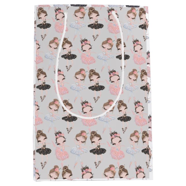 Sac Cadeau Moyen Aquarelle rose rose rose rose-jaune (Devant)