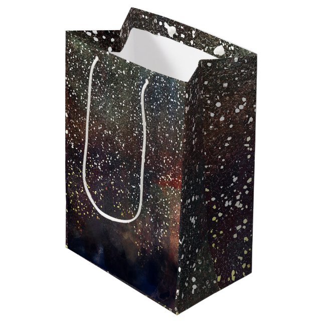 Sac Cadeau Moyen Aquarelle scintillante Terme Rustique moderne Glam (Devant Angle)