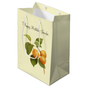 Sac Cadeau Moyen Aquarelle vintage Orange Apricot dessin Anniversai