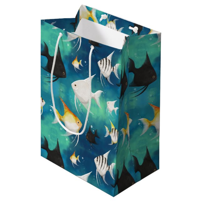 Sac Cadeau Moyen Aquarium Motif (Devant Angle)