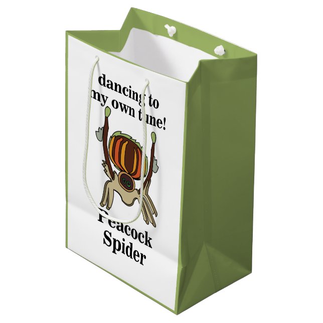 Sac Cadeau Moyen Araignée Paon Drôle (Devant Angle)