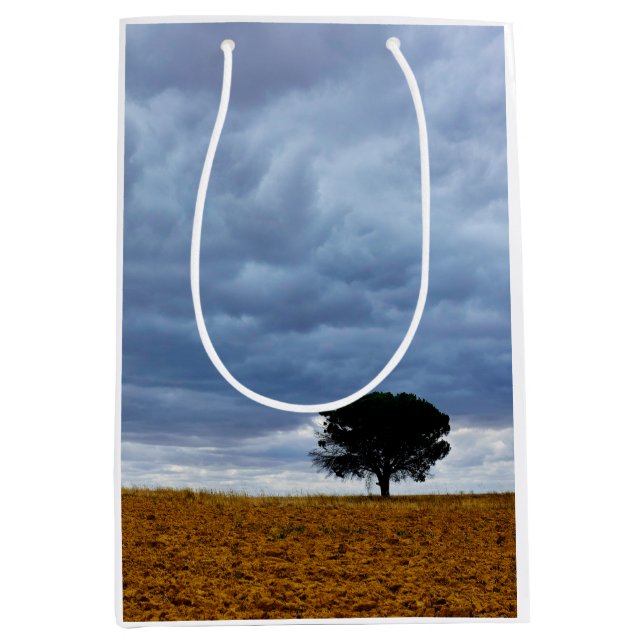 Sac Cadeau Moyen Arbre dans un champ vide (Devant)