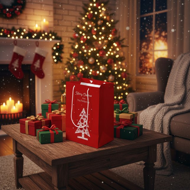 Sac Cadeau Moyen Arbre d'art Joyeux Noël personnalisé (Créateur téléchargé)