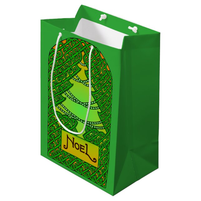 Sac Cadeau Moyen Arbre de Noël celtique (Devant Angle)
