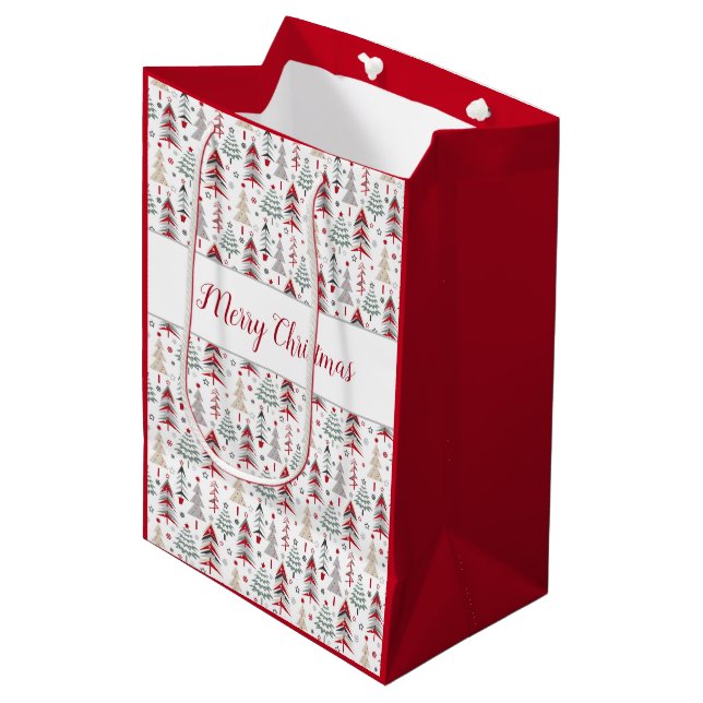 Sac Cadeau Moyen Arbre de Noël coloré (Devant Angle)