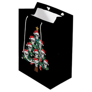 Sac Cadeau Moyen Arbre de Noël crâne Pijama Cool squelette Santa
