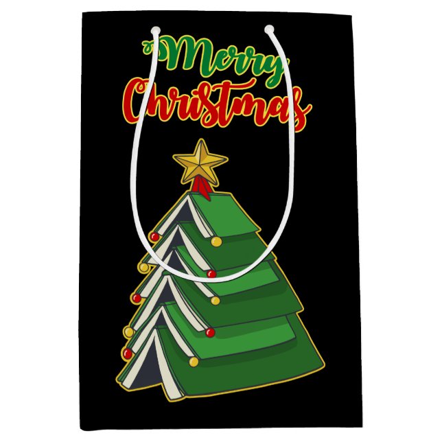 Sac Cadeau Moyen Arbre de Noël de la réservation IV (Devant)