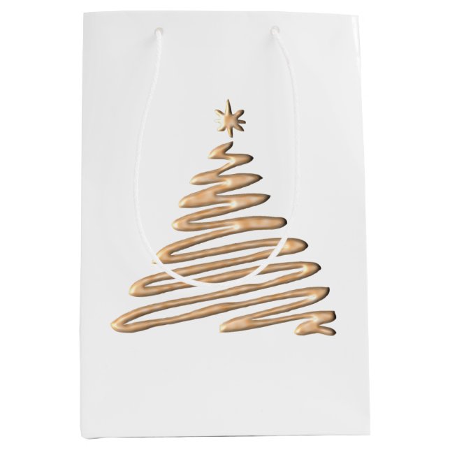 Sac Cadeau Moyen Arbre de Noël Gold (Devant)