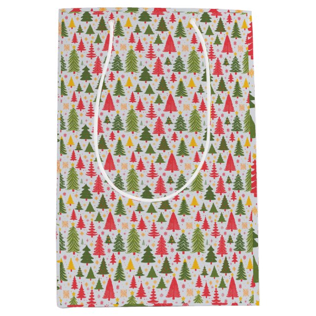 Sac Cadeau Moyen Arbre de Noël multicolore (Devant)