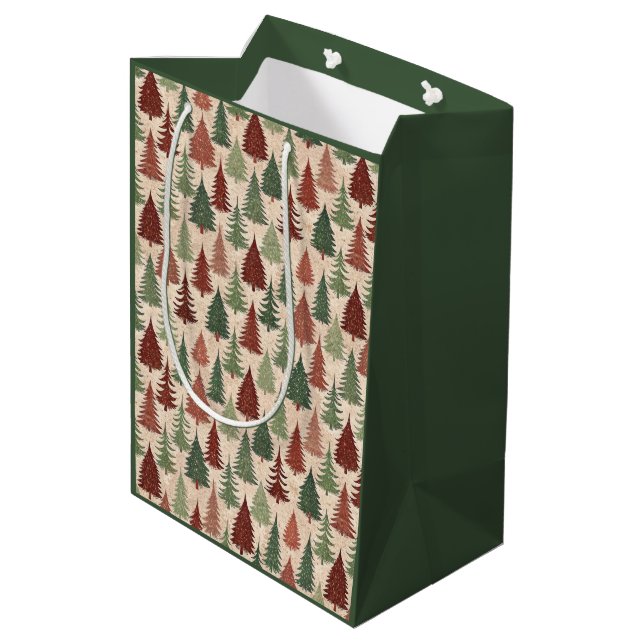 Sac Cadeau Moyen Arbre de Noël Rustique (Dos Angle)